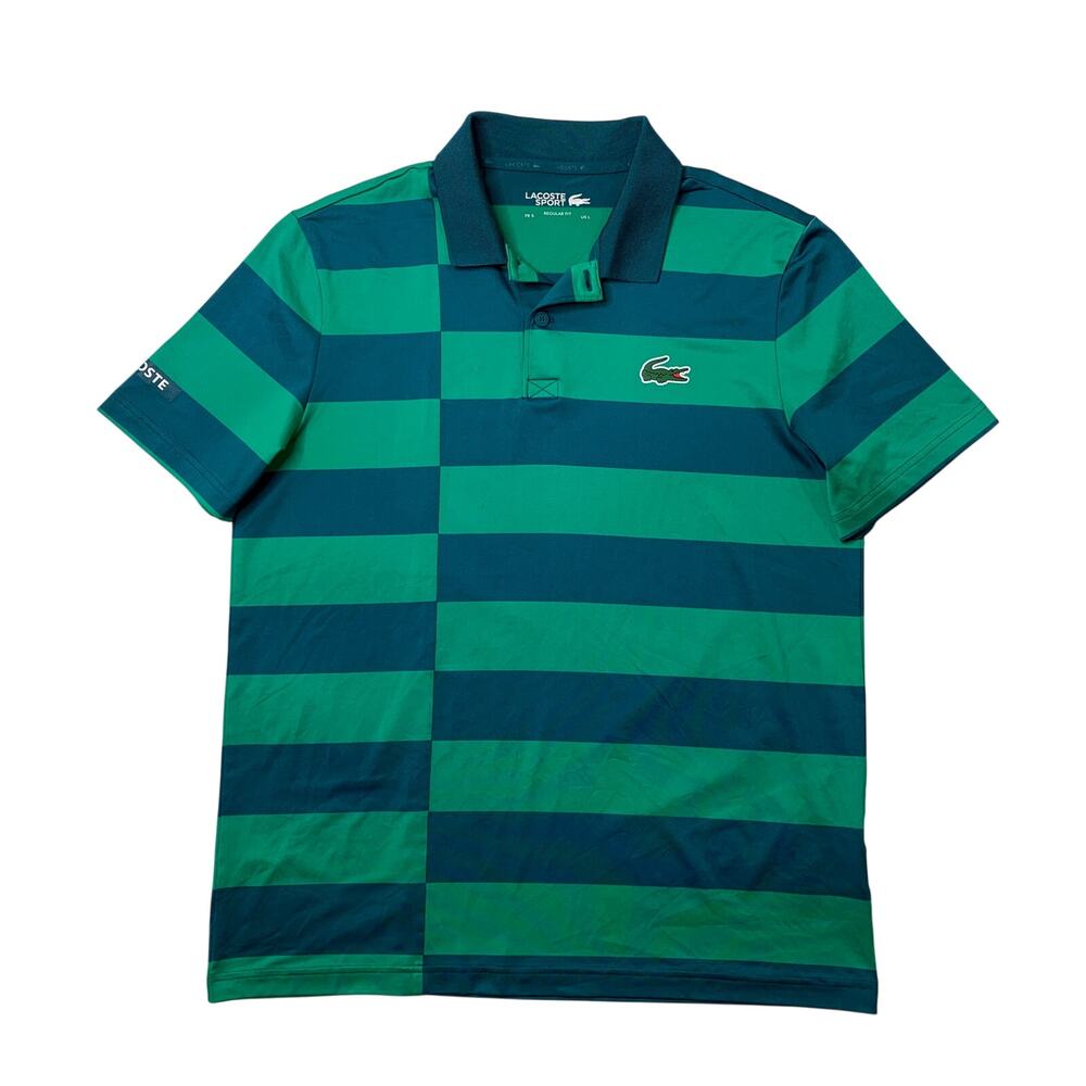 Lacoste Sport Shirt Mens L Large Fern Evergreen Regular Fit UV Protect Golf Polo